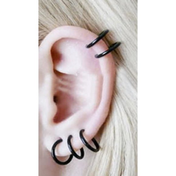 New 2 925 Silver Plate Spring Clip-on Fake Nose Lip Ear Body Jewelry No PAIN! - Picture 4 of 6